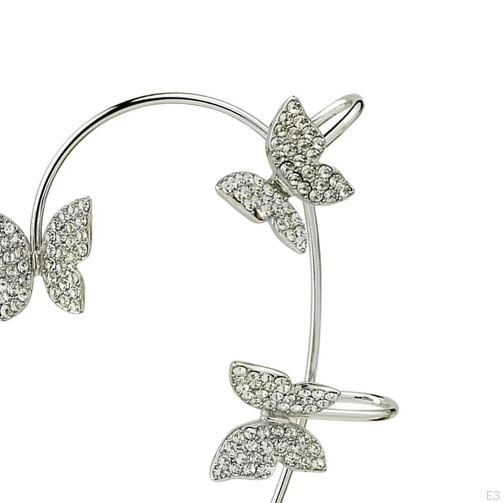 Cuff Earring Butterfly French Style Non- Sparkling Ear Clip Metal Elegant Fashion for Girls