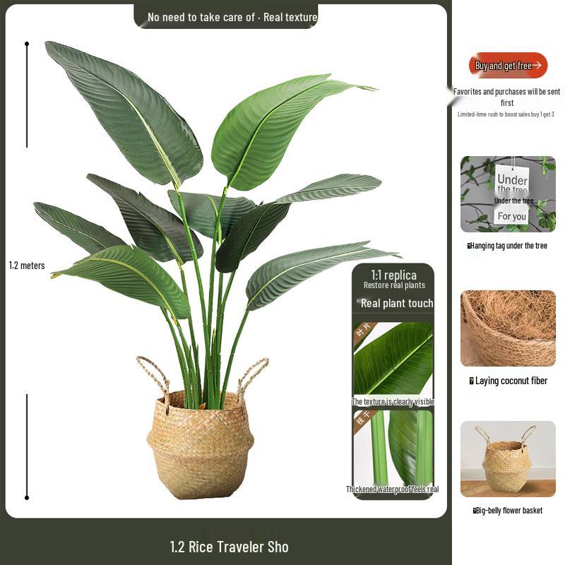 Artificial Bionic Green Plants: Floor-Standing Turtle Back Leaves Ornament for Living Room and Bedroom Decor