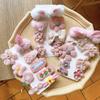 Fur Rabbit Knit Pet Hairpin Accessories Set Autumn Winter Cute Girl Boy Party Dog Grooming Bows Yorkshire Long Hair Animal Goods
