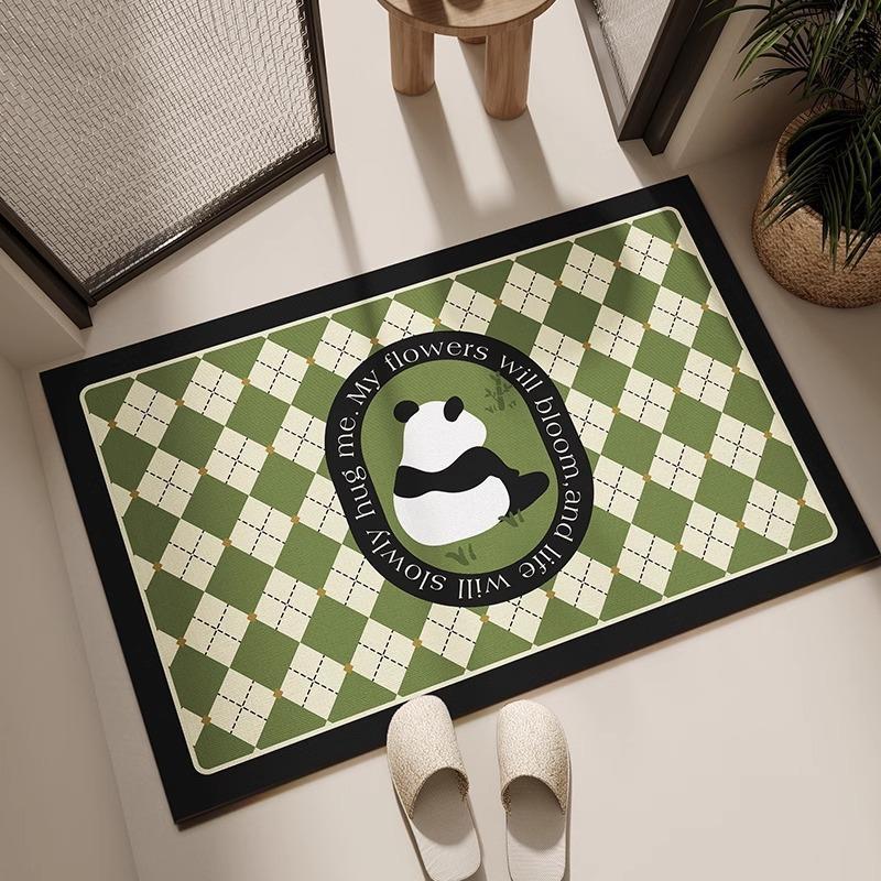 Panda Cartoon Kieselgur Saugmatte Badezimmerbodenmatte Toilettentürmatte Rutschfeste Fußmatte Eingangstürmatte