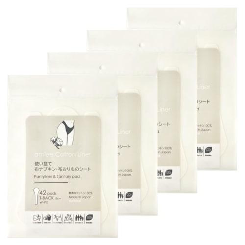 

Amy T-Back Liner, Cotton Panty Pads with Tape, Made in Japan, 100% Cotton, Disposable Cloth Pads (White (Unbleached Cotton), 168 Count)