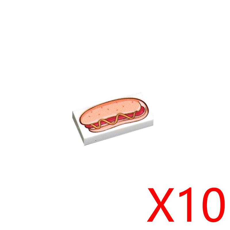 MOC City Food Building Blocks Vegetable Fruit Banana Pizza Chicken Dessert Wine Glass Printed Accessories Bricks Kids Toys N11