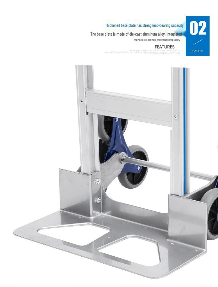 Aluminum Alloy Stair Climbing Hand Truck - Two-Wheel Load King Cart for Cargo Handling & Household Use