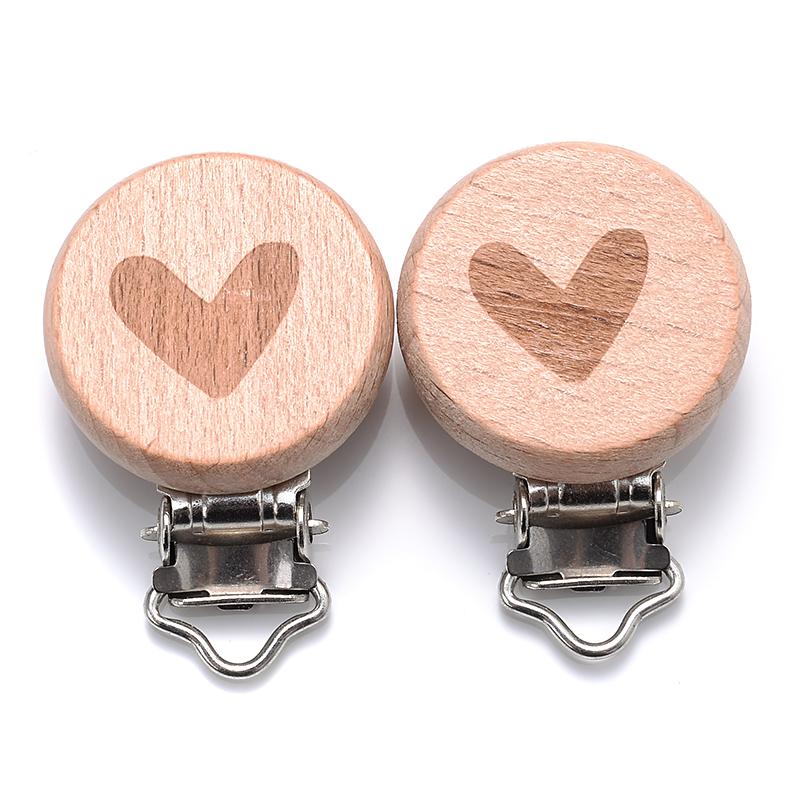 5Pcs/Lot 9 Style Fish Rabbit Butterfly Shape Beech Wooden Clips Metal Bracket for Baby Pacifier Clips Chain Holder Accessories