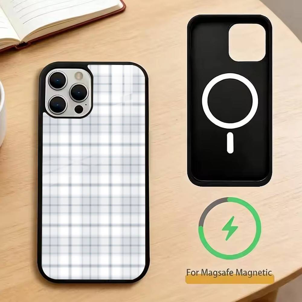 Forest Grid Style Phone Case For iPhone17,16,15,14,13,12,11 Plus,Pro Magnetic with Magsafe Wireless Charging