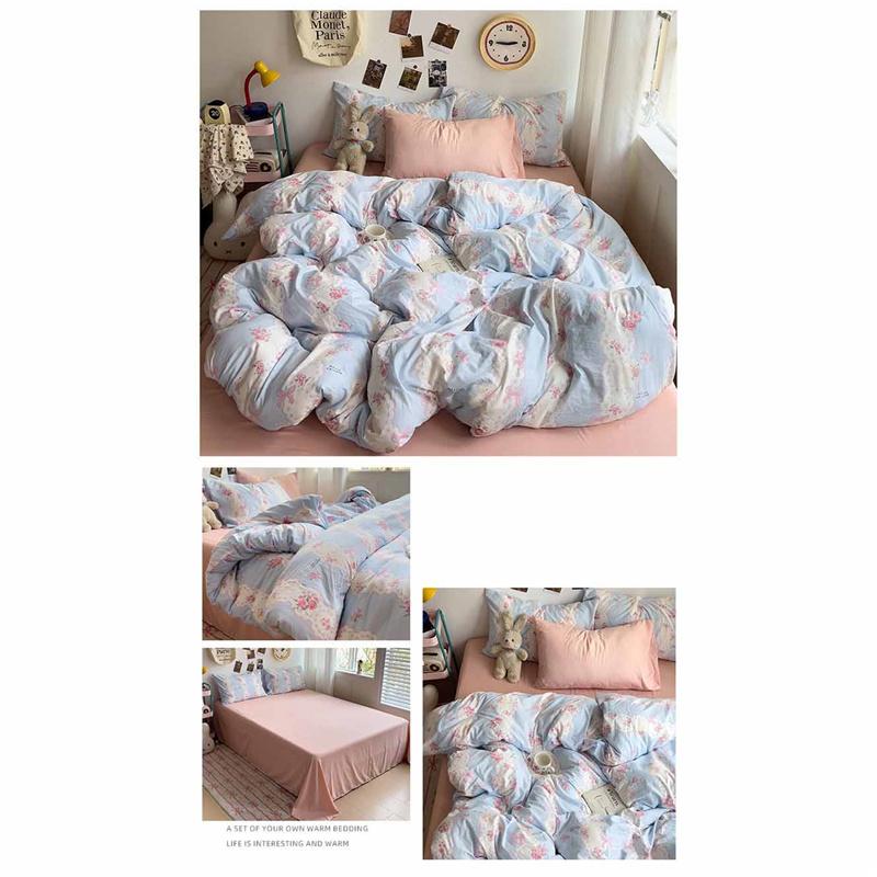 Set de lenjerie de pat 100% bumbac nor ultra-moale prietenos cu pielea set de 4 piese husă de plapumă respirabil clasa A textile de casă