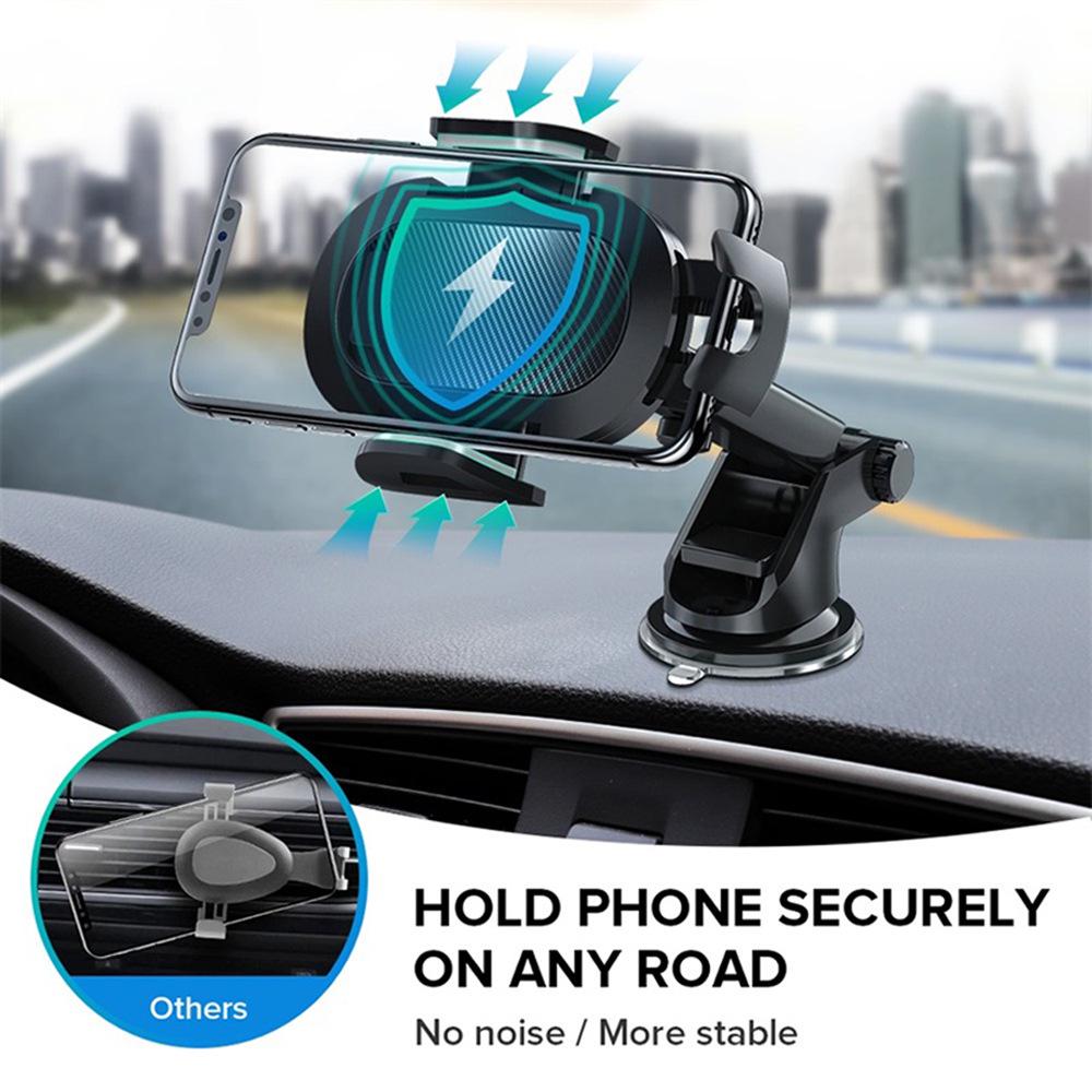 Telescopic Car Phone Holder with Dashboard Suction Cup and Stable Clip