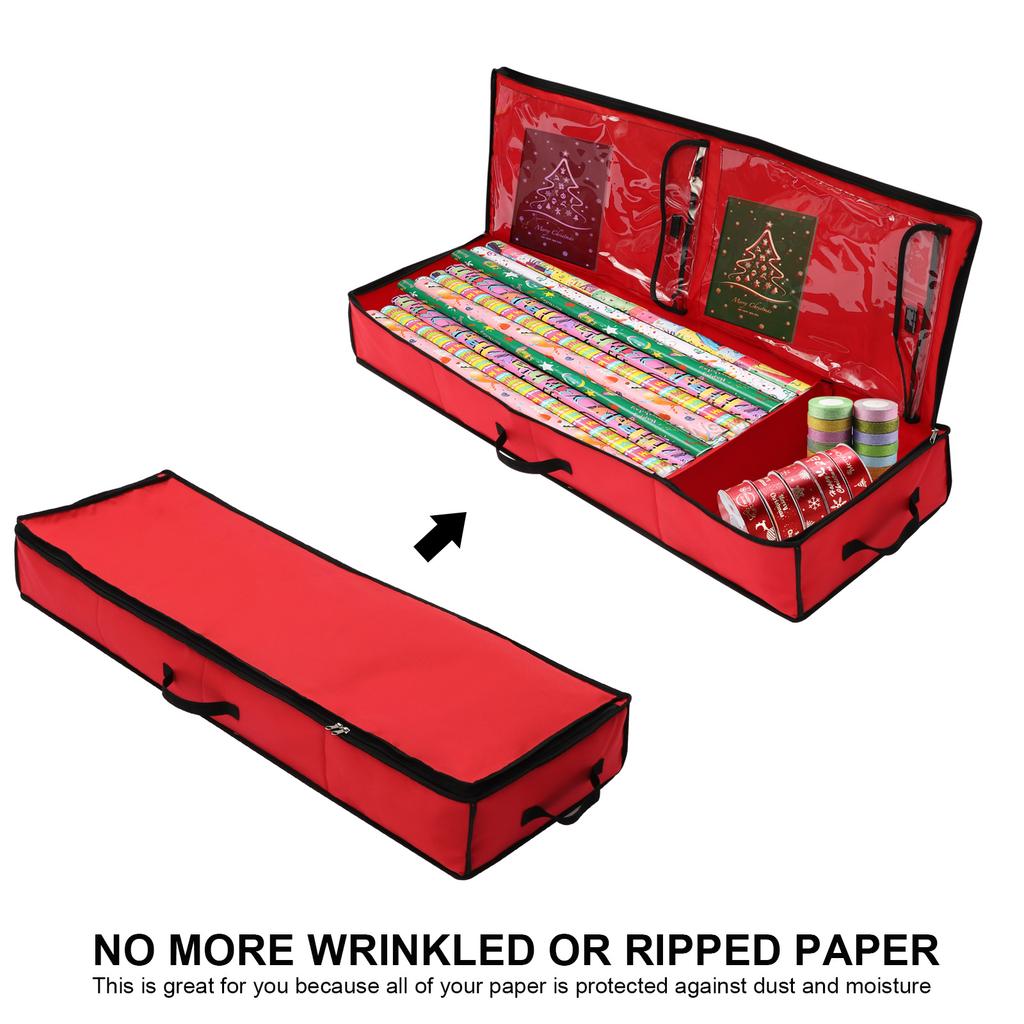Wrapping Paper Storage Bag 600D Oxford Fabric Wrapping Paper Underbed Storage Container for Ribbon Bow