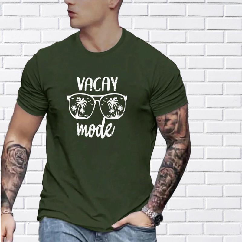 Новая летняя мужская модная футболка с принтом в очках и островом — фото 4