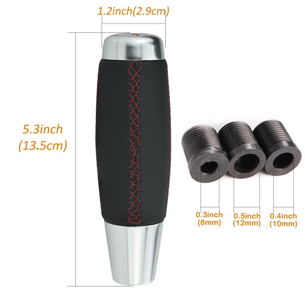 Arenbel Leather Shift Knob mt 5-Speed Long Gear Shift Handle Universal Manual Car Black