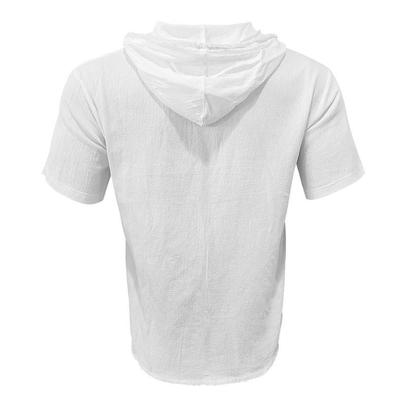 Erkek Spor Rahat Kısa Kollu Erkek Bol Erkek Tişört Kapşonlu Moda Hırka Trend Çok Yönlü Gömlekler (Erkeklerin)