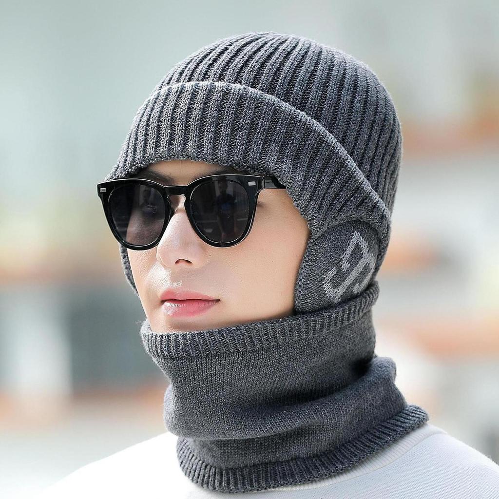 Hats for Men Winter Warm and Cold Proof Woolen Hats Men's Knitted Hats Men's Big Head Cold Hats Boys' Chaowenling Cotton Hats
