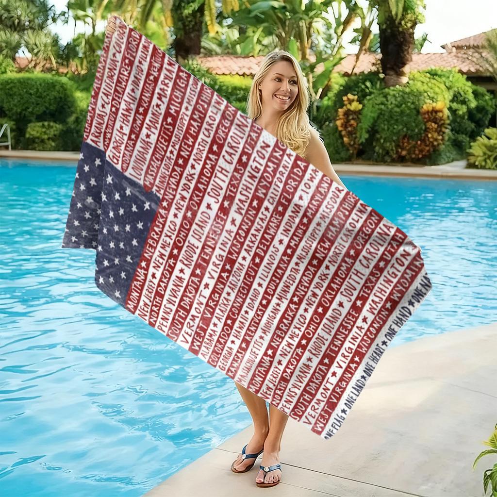 Written with the Fifty States of America Beach Towel Small To Large Quick Dry Sand Free Beach Suit for Fitness Yoga Gym Camping