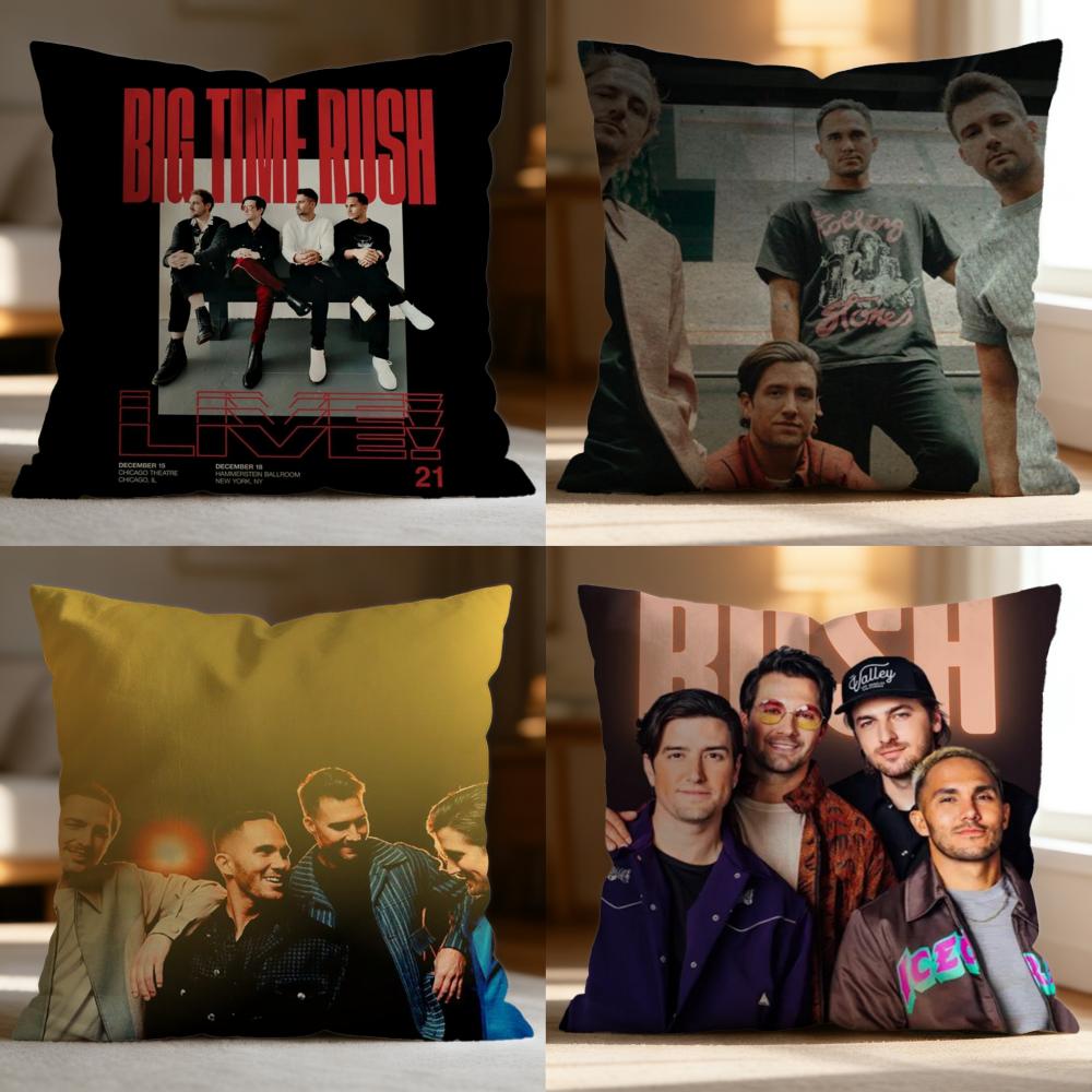 Popular B-BBig Time Rush Cushion Cover Soft Washable Pillow Case Multi-Scene for Couch Bed Travel Office Use