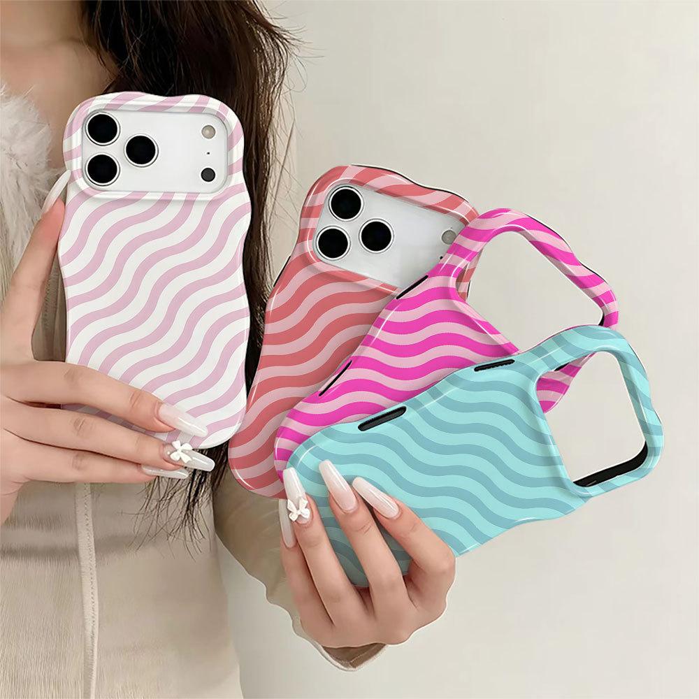 Summer limited candy color irregular wavy pattern mobile phone case iPhone16PROMAX anti-drop protective case