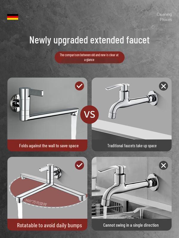 ZISIZ Wall-Mounted Foldable Mop Sink Faucet