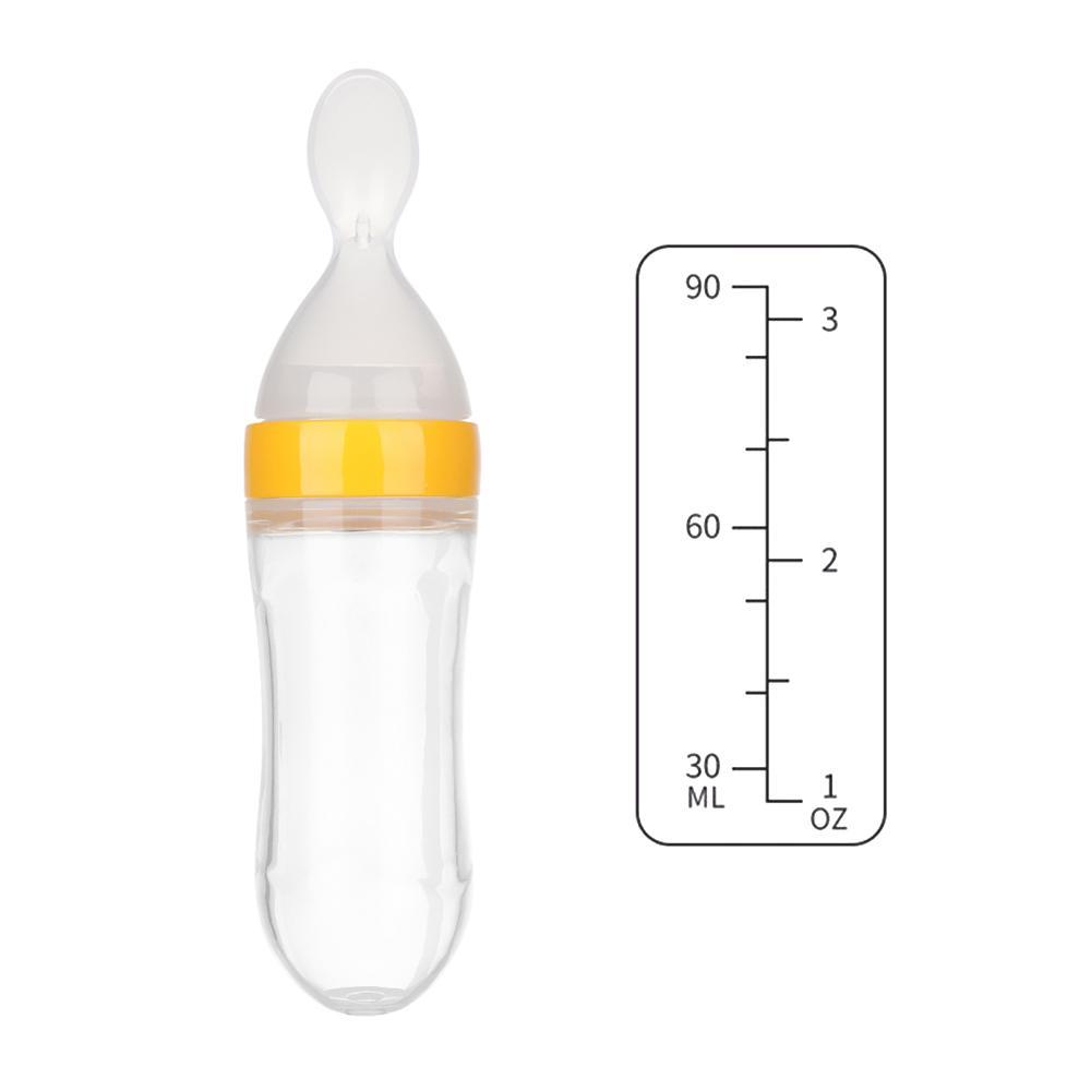 Baby Kid Silicone Safety Food Rice Feeder With Spoon Feeding Bottle Milk Bottle