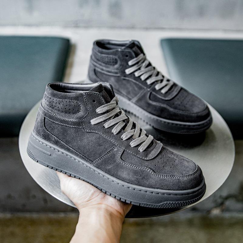 

Men s shoes spring new versatile sports casual shoes men s leather board shoes retro mid-top Martin boots 44 серый