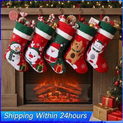 1/3PCS Christmas Stockings For Large Size Xmas Stocking Gifts Bag Stocking Christmas Decorations For Family Party