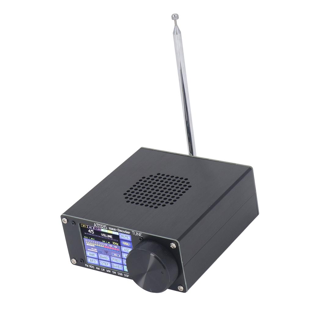 Radio Full Band Receiver 2.4in Touch Screen Rechargeable DSP Receiver Decoder with Antenna
