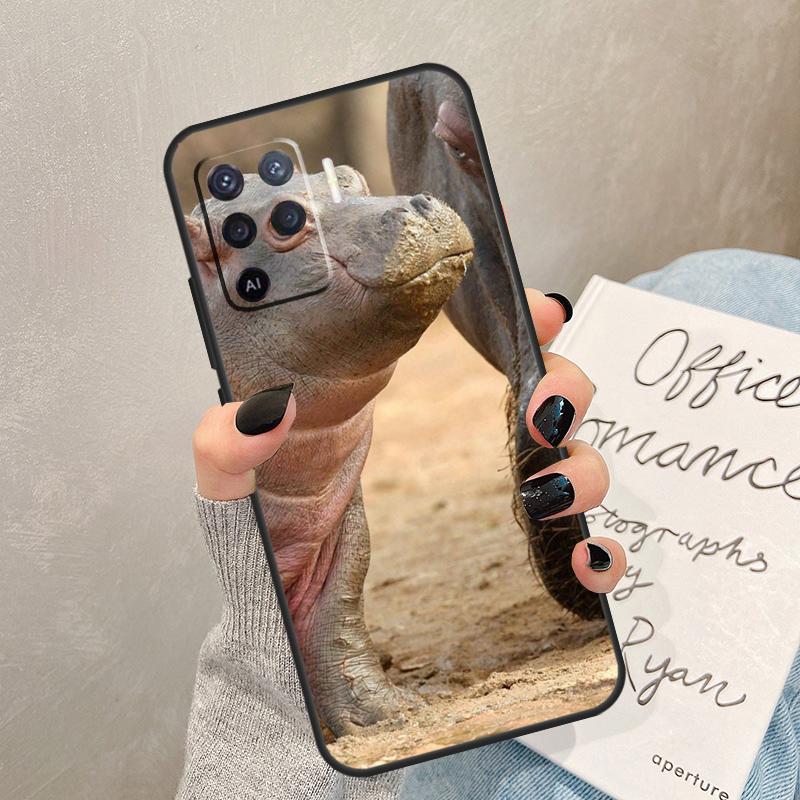 Cartoon Hippos Pattern Case For Oppo A40 A60 A80 A78 A38 A18 A98 A58 A96 A76 A16 A94 A74 A54 A15 A17 A57 A77 A5 Pro
