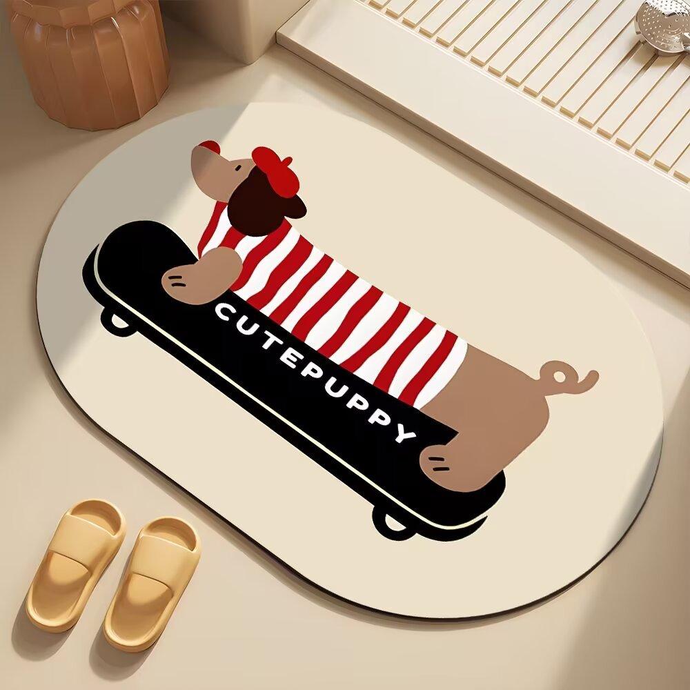 Dachshund Diatom Mud Floor Mat Toilet Toilet Non-Slip Foot Mat Bathroom Door Soft Absorbent Quick Drying Mat