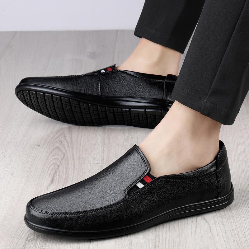 Black Shoes Men  Soft  Man Shoes High Quality Casual Genuine Leather Boat Shoes Men Flats  Driving Shoes