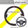 BAAWW1 Dark Grey Car Steering Wheel Cover For Mini 2022 Soft Suede Leather Steering Wheel Braid Hand-sewn