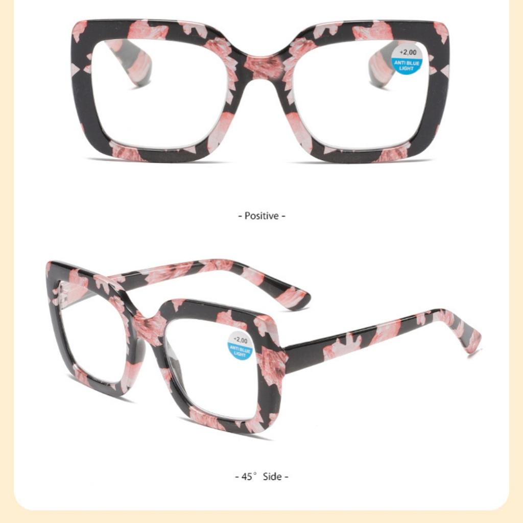 Retro Oversized Reading Glasses For Women, Blue Light Blocking Readers With Spring Hinge, 1.0 1.5 2.0 2.5 3.0 3.5 4.0