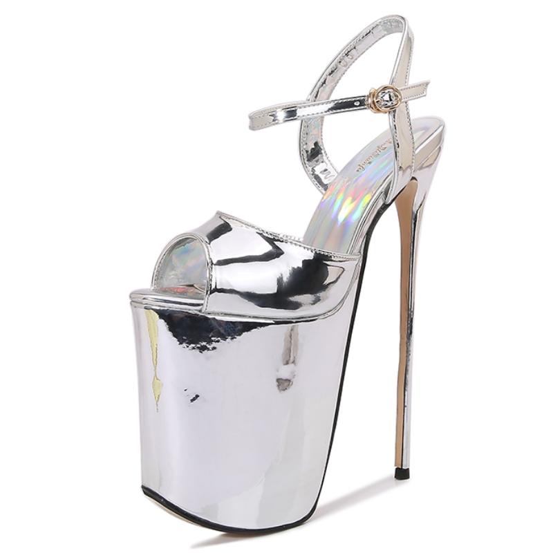 Luxury Women Sandals 22cm Super High Heels Summer Shoes Platform Sexy Red Silver Heeled Party Dance Stripper Fetish Shoes Female