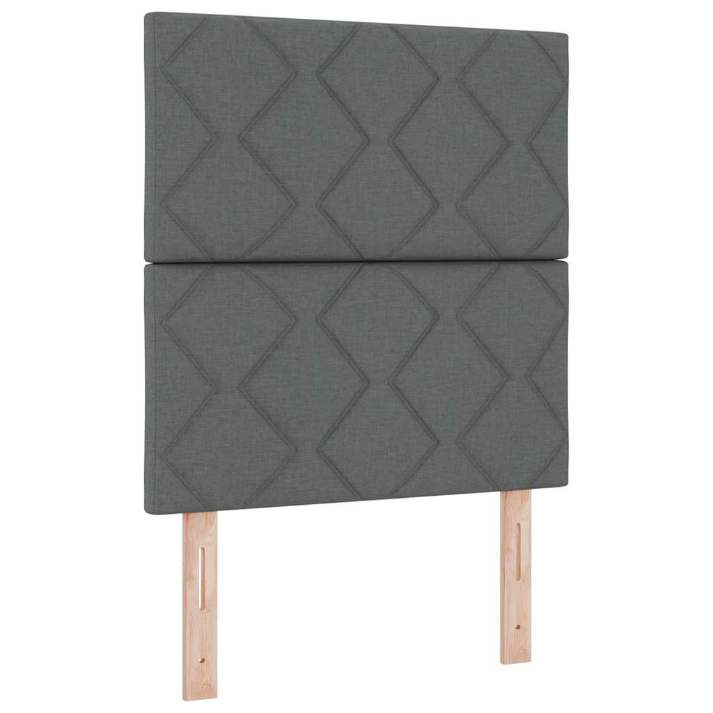 LED Boxspring Bed with Headboard Dark Grey 80 x 200 cm Fabric