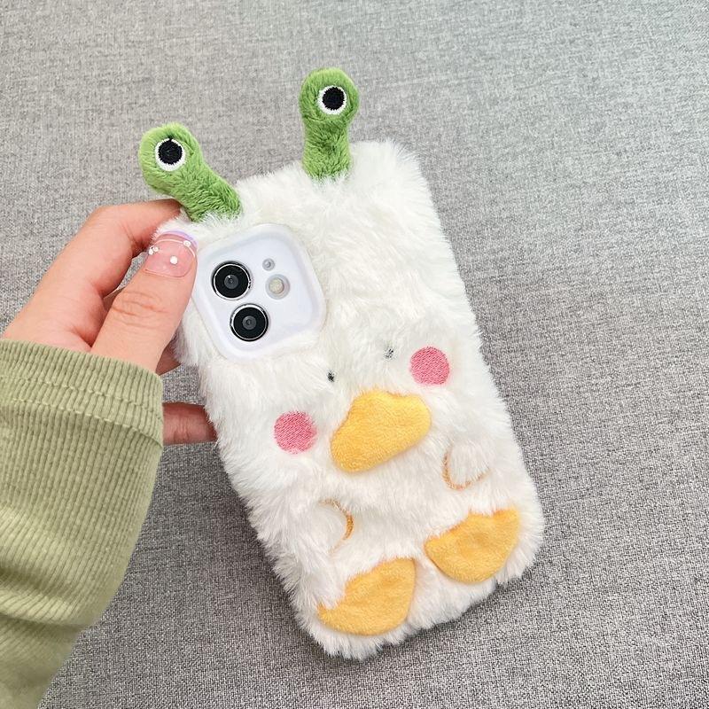 

Осінньо-зимовий новий плюшевий монстр-качка для чохла для мобільного телефону Apple 16 для iPhone 15 Pro Тепло 14 Всеохоплюючий 13 Протиударний 12 For iPhone15plus