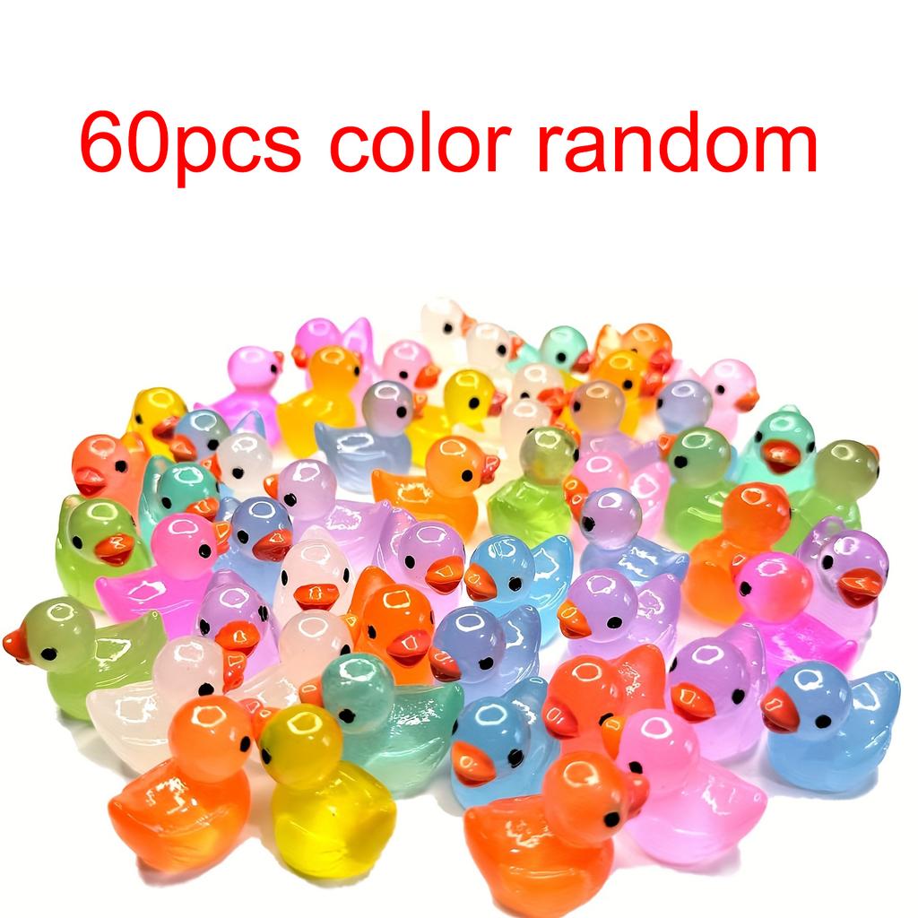 30/60/100PCS Luminous Mini Duck Micro Landscape Access Miniature Figurines Fairy Home Decoration Glow In the Dark Mixed Style