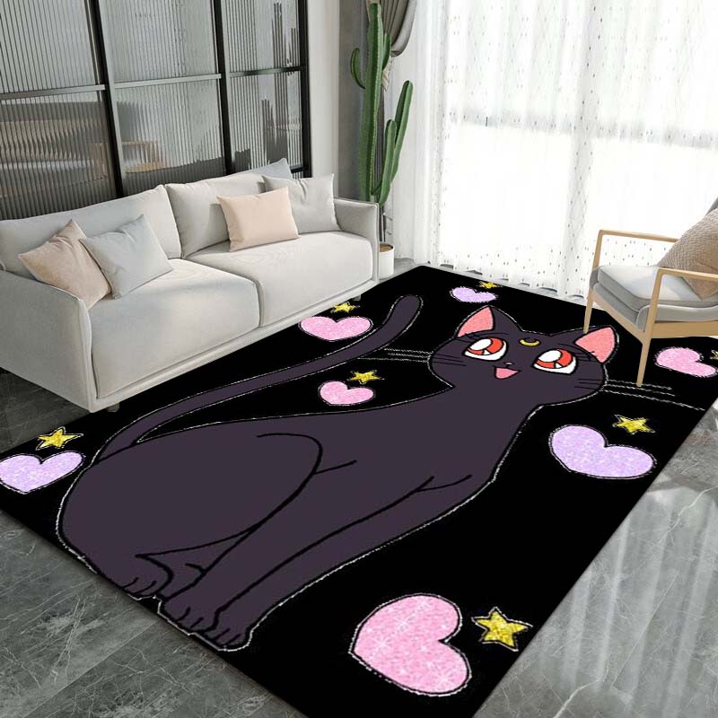 3DPretty Guardian Sailor Moon Pattern Rug, Non-slip Floor Mat, Suitable for Children's Playrooms, Bedrooms, Crawling Mats, Stain