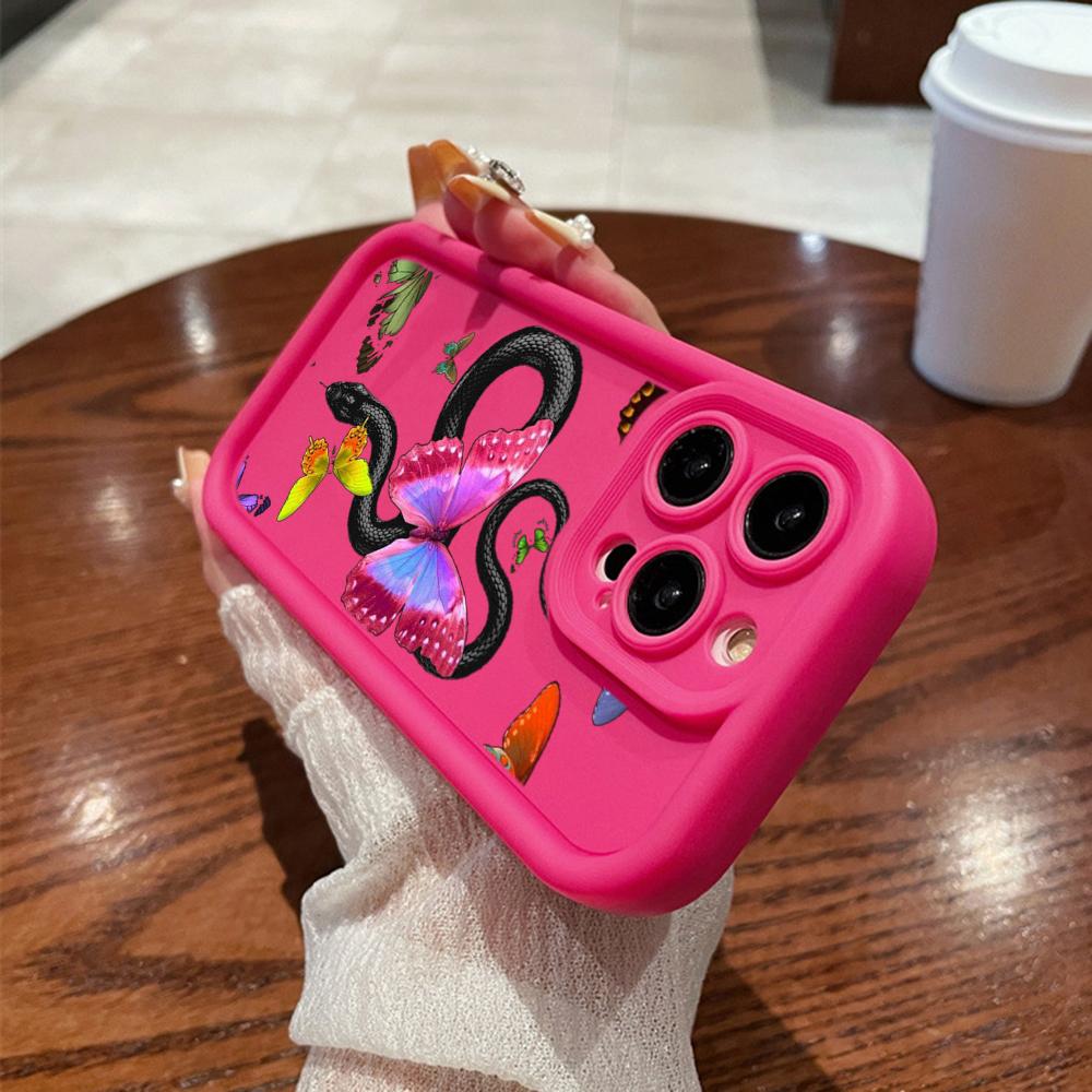 

N77 бабочка, черное золото, змея, мягкие чехлы для телефонов «ангельские глазки» для iPhone 15, 14, 12, 11 Pro Max 13 mini 7 8 6S Plus XS Max XR SE, противоударный чехол-бампер for iPhone 5/5s