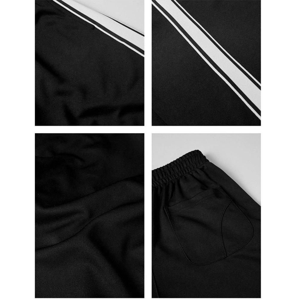 Men's Black & White Striped Patchwork Streetwear Fitness Pants