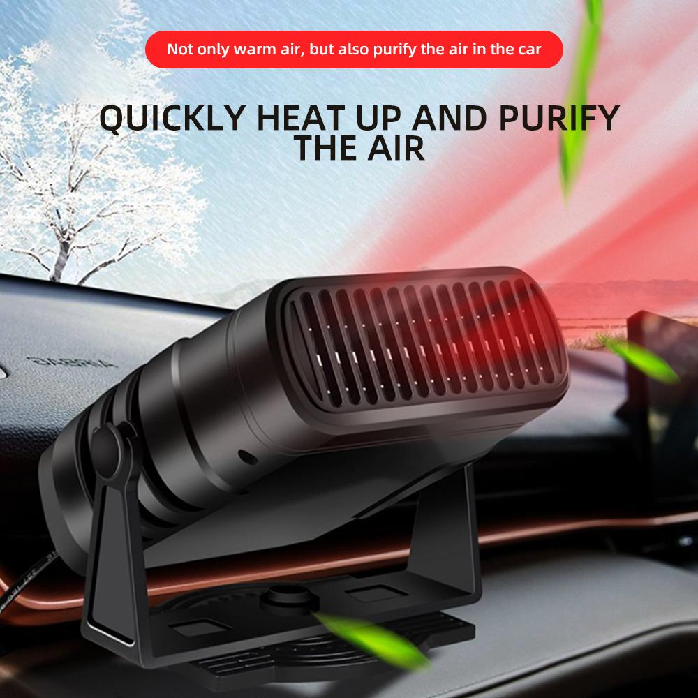 Chauffage Soufflant Voiture 12V 120W - 2 En 1 (chauffage/ventilation) - Pivotant 360°, Désembueur Pare-brise - Allume-cigare