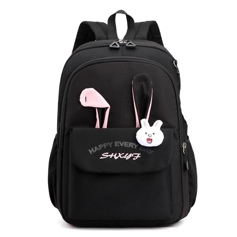 Large Capacity Cute Rabbit Pendant Schoolbag Women Nylon Backpack Ins Junior Student School Bag Female Girl Backpack Laptop Book