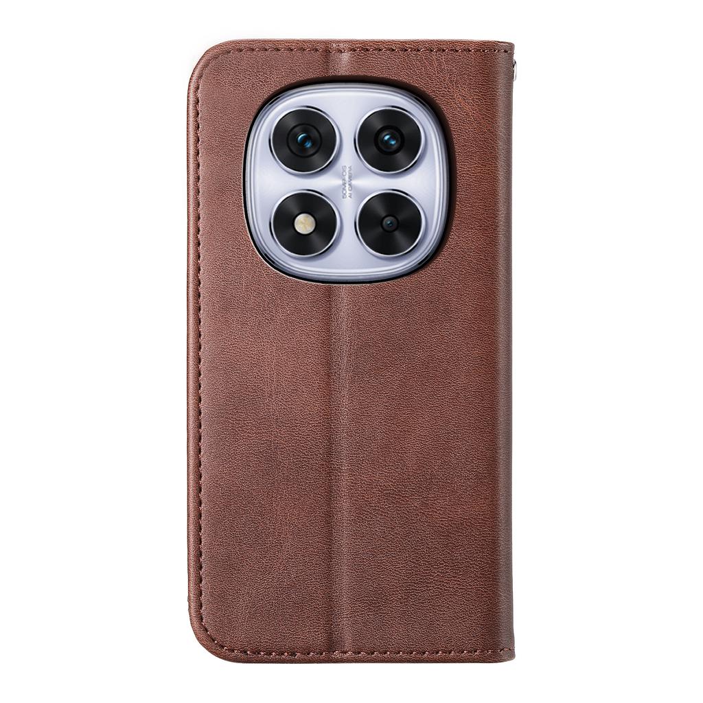 Dla Xiaomi Redmi Note 15 Pro 5G (Światowy) Etui Portfelowe z PU Skóry Cielęcej Teksturowanej z Paskiem na Nadgarstek