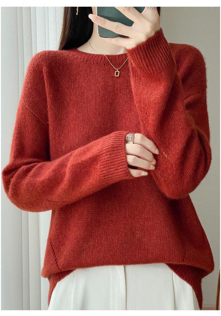 Korean Tencel Wool Knit Women's Round Neck Sweater - Autumn/Winter Fashion