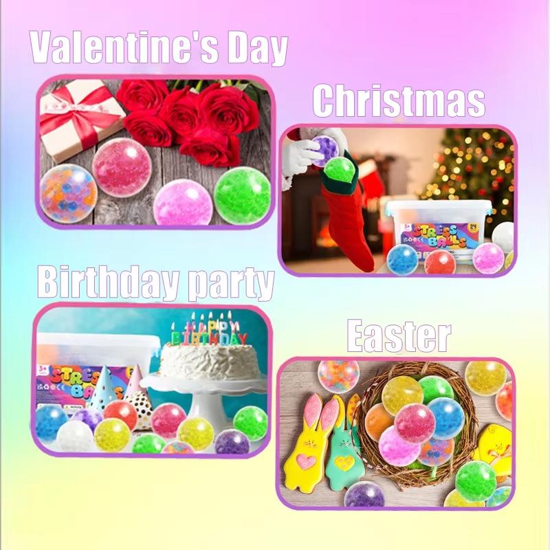 2 Pcs Colorful Fidget Stress Balls Soft Gel Filling Anxiety Relief Perfect For Work Study Home Daily Relaxation