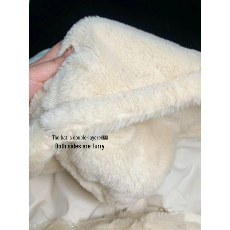 Women's Korean Style Reversible Plush Velvet Thickened Hooded Winter Jacket