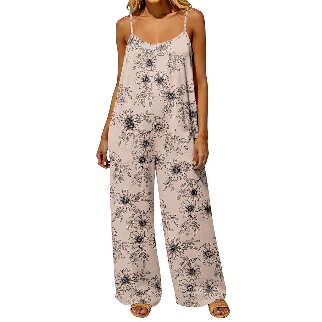 Loose Fit Casual Jumpsuit for Women Vintage Style Wide Leg Overalls with Pockets Adjustable Straps and Backless Design Comfortable Fit
