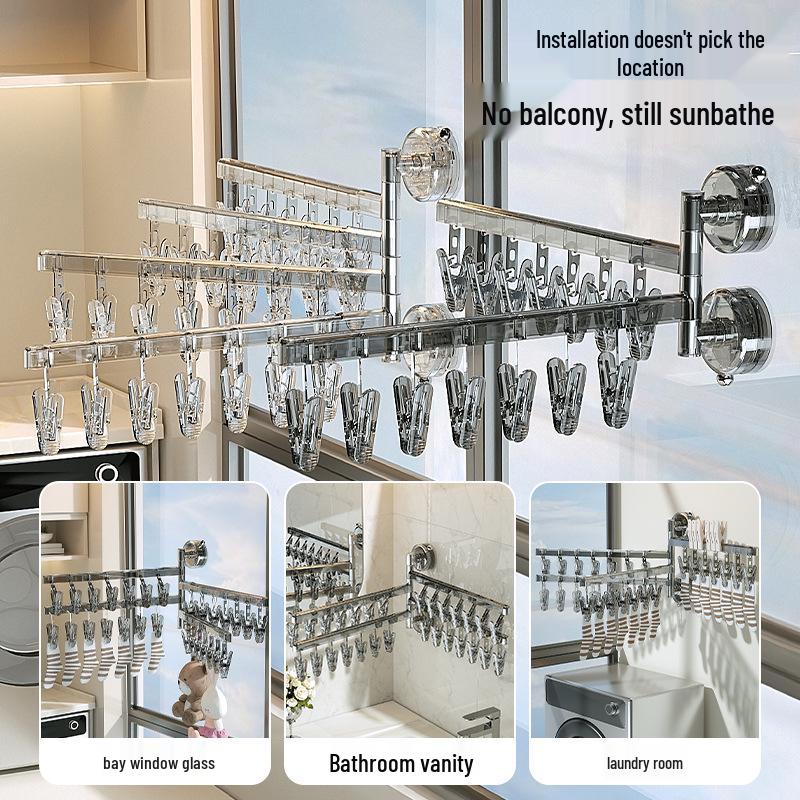 Saugfuß Socken Trockenständer: Mehrfach-Clip Faltbügel für Unterwäsche und Kleidung