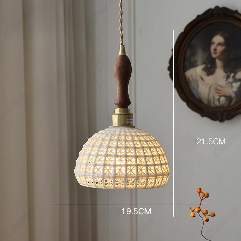 Simple LED Ceramic Lampshade E27 Bedroom Bedside Lighting Pendant Lamp Living Room Dining Room Corridor Bar Atmosphere Lighting
