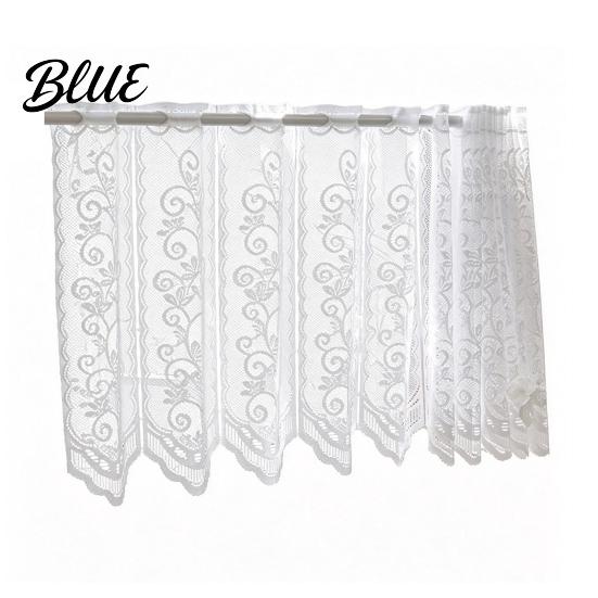 Semi Transparent Gauze Floral Over White Kitchen Lace Window Valance Curtain Rustic Sink Short Curtains for Windows Sheer Scalloped
