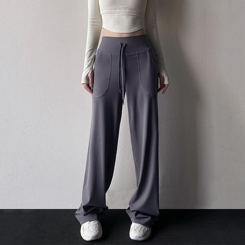 

Женские брюки для йоги с высокой талией и широкими штанинами - Весна/Лето Контроль живота, Слимминг, Повседневные, Свободный крой, Длина в пол Extra Large