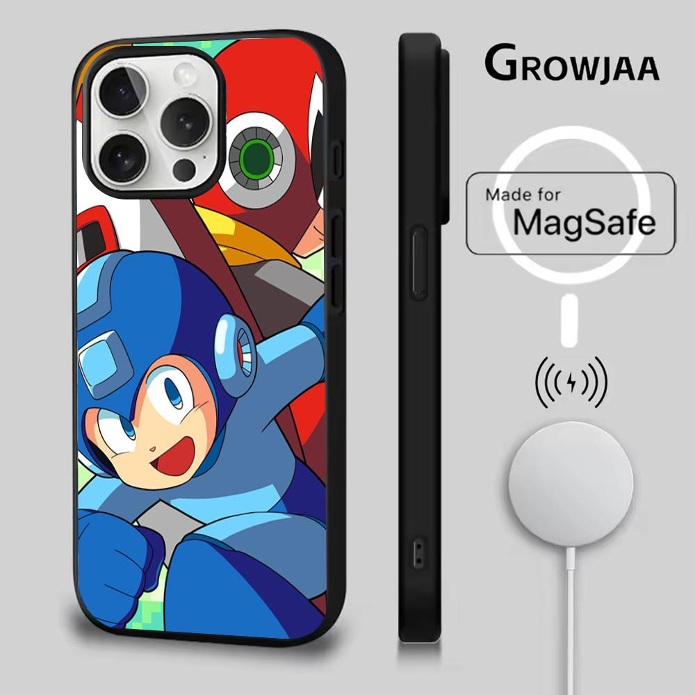 

R-Rockman M-Megaman Game Phone Case For iPhone 16e,16,15,14,13,12,11,Plus,Pro,Max,Mini Magsafe Magnetic Wireless Charging iPhone13mini