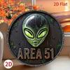 UFO Mimozemšťan Umění Kovová Nástěnná Dekorace Vintage Oblast 51 Anglický Znak 2D Plochý 7,87x7,87 Palce
