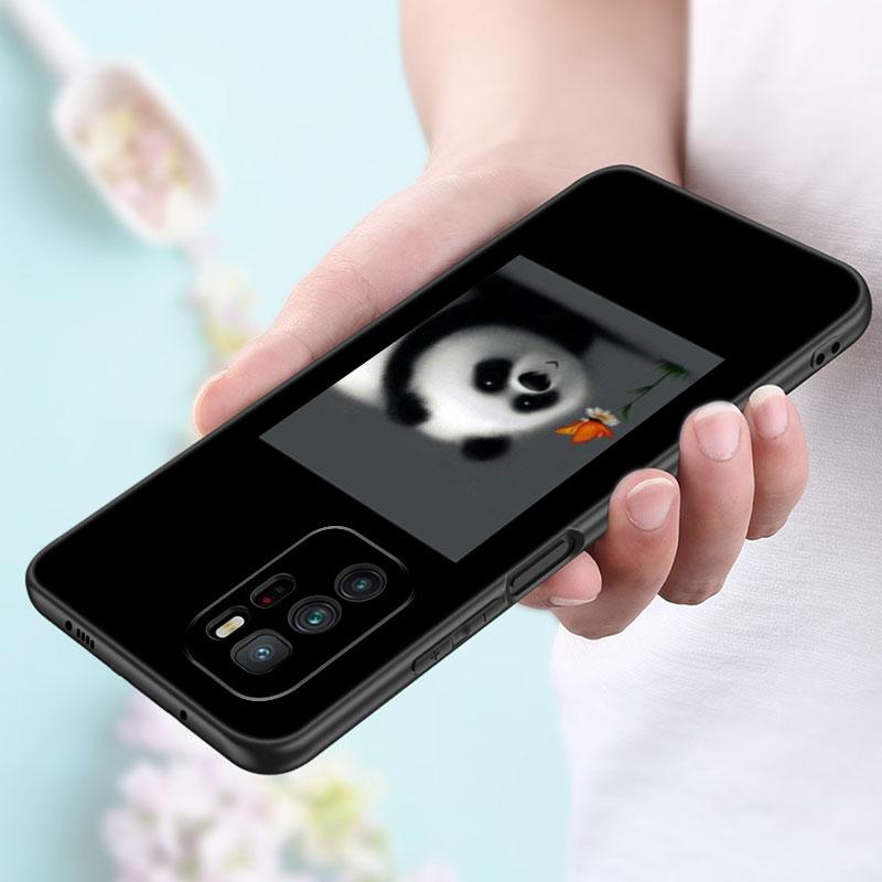 Panda Chinese Bear Phone Case For Xiaomi Redmi Note 7 8 9 10 Lite 11 11E 11T 12 Pro 11S 4G 10T 5G 8T 9S 10S Soft TPU Black Cover